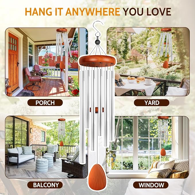 Wind Chimes for Outside, Fathers Day Dad Gifts for Men & Gifts for Women, Mom, Grandma, Deep Tone Soothing Melodic Chimes, Memorial & Sympathy Wind Chimes, Suitable for Garden, Porch & Patio Decor