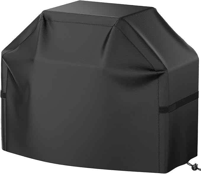 BBQ Grill Cover, Waterproof, Weather Resistant, Rip-Proof, Anti-UV, Fade Resistant, with Hook-and-Loop Straps, Gas Grill Cover for Most Grills, 48 inch, Black