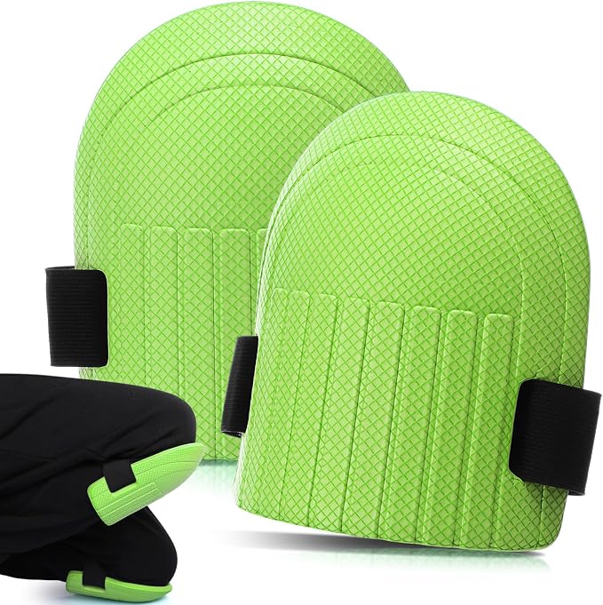 WinnerWhy Gardening Knee Pads for Women and Men Lightweight Waterproof Foam Knee Pads for Gardening and Housework with Adjustable Hook'n'Loop Straps(Green)