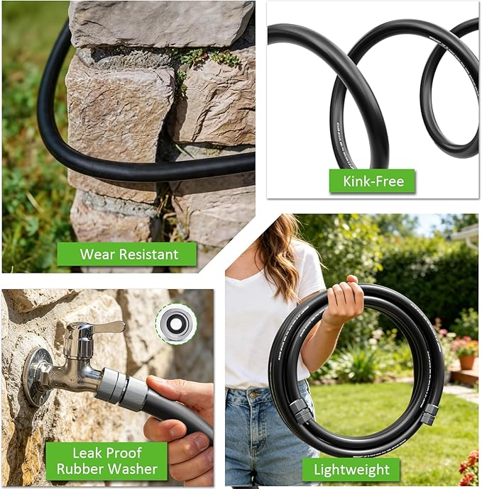 SPECILITE Garden Hose 5 ft x 5/8 in, Custom-Length Water Pipe, Heavy Duty & Flexible Hybrid Rubber Hoses, No Kink, with 3/4'' Double Female Fittings, Burst 600 PSI, for Yard, Car Wash, Farm, Reels