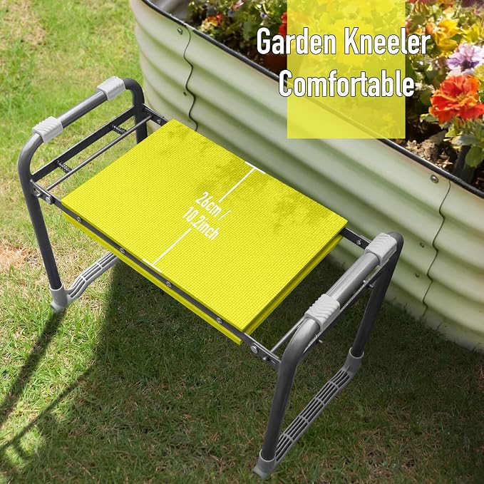 Folding Garden Stool and Kneeler, Heavy Duty Garden Kneeler and Seat, Kneeling Device for Gardening, Gardeners and Seniors (Grey)