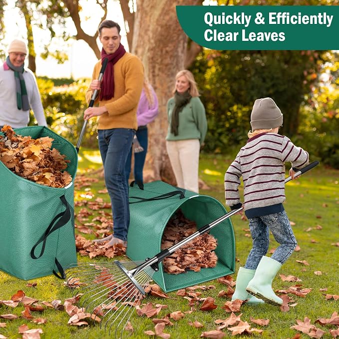 60 Gallon Leaf Collector,Collapsible Lawn & Leaf Bag,Heavy Leaves Pick up Tool Reusable Yard Waste Bags,Large Yard Dustpan Type Garden Bag for Leaves,Debris,Grass,Clippings,Lawn Trash