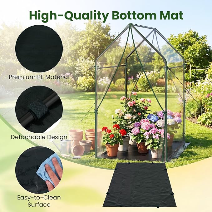 Giantex Mini Greenhouse, Outdoor Portable Green House with Sturdy Metal Frame, Ground Stakes & Wind Ropes, Clear Tent Small Greenhouse for Indoor Outdoor Plants (54"x36"x67")