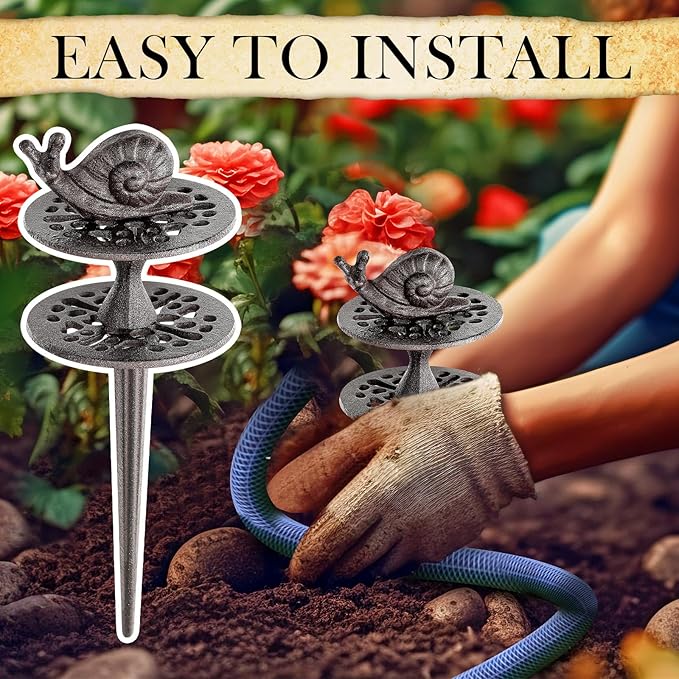 Briwooody 3 Pcs Garden Hose Guide Set Stakes Heavy Duty Cast Iron Water Hose Guide Spike Garden Stakes Decorative for Outside Flower Beds Plant(Stylish)