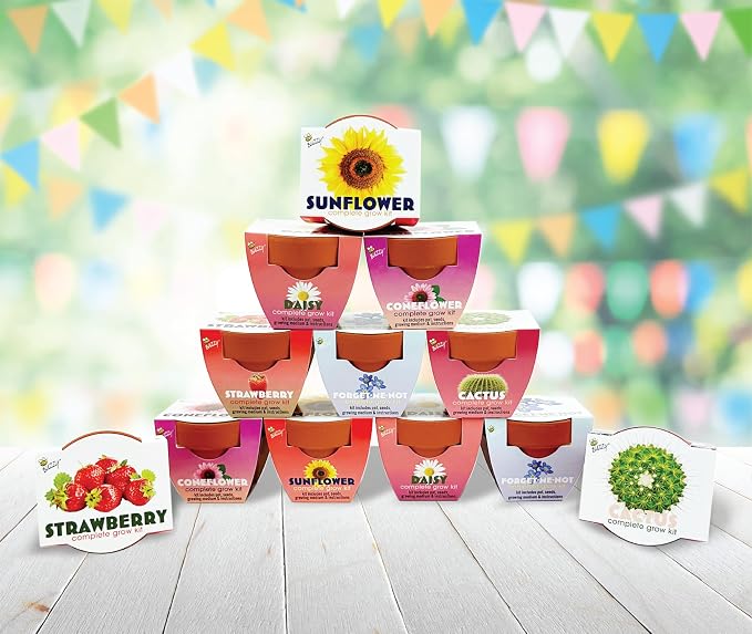 BUZZY Seeds Mini Terracotta Grow Kit, Assorted 12-Pack - Mini Terracotta Pot Grow Set - 100% Grow Guarantee