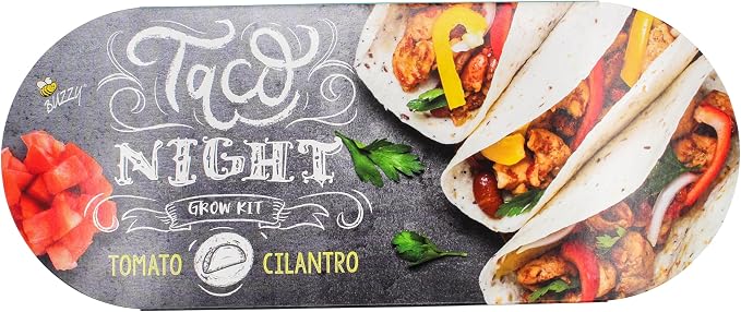 Buzzy Seeds Taco Night Grow Kit - Metal Windowsill Planter - Complete Indoor Gardening Kit with Seeds, Coconut Husk Growing Medium & Genuine Pots - 100% Grow Guarantee