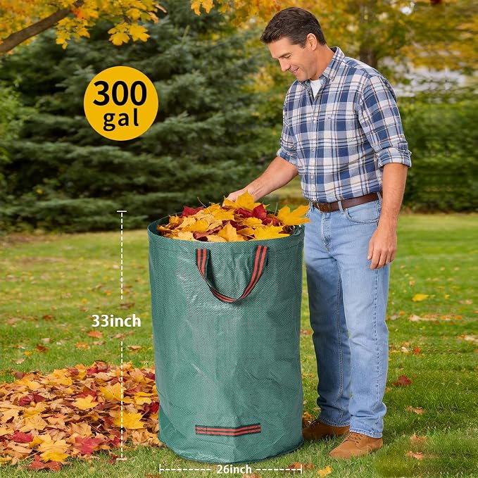 yard waste bags, 3 pcs, 80 gallon capacity, suitable for grass clippings, fallen leaves and tree trimmings, yard debris, grass clippings, foldable trash can
