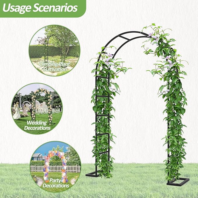 Garden Arch Trellis for Climbing Plants Outdoor, Wedding Arch with Base-94.5"(H)*55"(W), Balloon Arch Stand for Ceremony Valentines Day Birthday Baby Shower Garden Floral