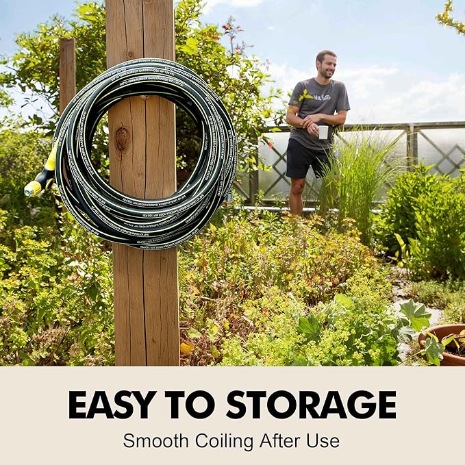 Lightweight Short Garden Hose Leader 5ft, 5/8" Hybrid Rubber Short Hose with Solid Brass Fitting, Male to Female Connectors