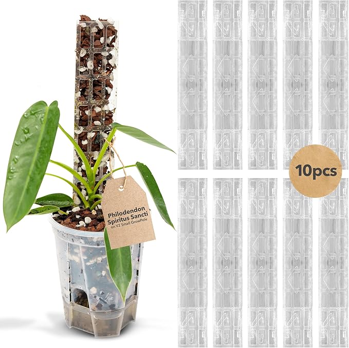 THICCLY V2 GrowPole Small 10 Pcs – Patented D-Shape Moss Pole for Climbing Plants, Moisture-Locking Closed Back, Stackable Extendable Support for Monstera, Philodendron, Pothos & Anthurium