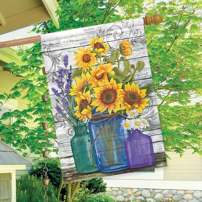 Briarwood Lane Rustic Sunflowers Summer House Flag