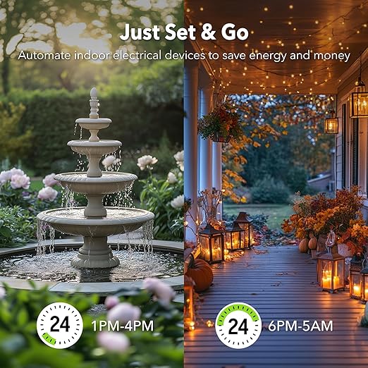 BN-LINK 24 Hour Heavy Duty Mechanical Timer, Outdoor Timer Outlet Waterproof with 30 Minutes Intervals, 2 Grounded Outlets for Christmas Lights Pool Pump,15A 1/2HP, ETL Listed（4 Pack）
