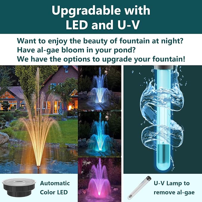 AquaMiracle Pond Filter with Pump Fountain Kits | 550GPH Pond Filter with Pond Pump & Fountain Kit | 3 Spray Patterns | Water Feature | Koi Pond Filters for Outdoor Ponds 350-500 Gal
