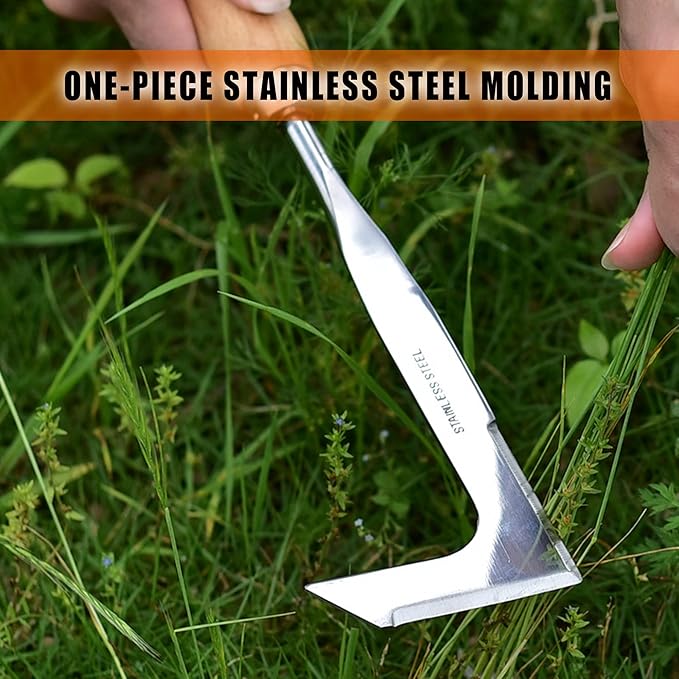 Crack Weeder Weed Remover Tool for Garden Yard Weed Puller Hoe Gardening Tools Stainless Steel One-Piece Molding(Orange)