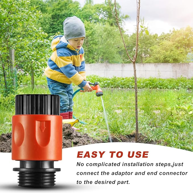Hotop 16 Pieces Garden Hose Quick Connector 3/4 Inch Plastic Water Hose Fittings Male and Female Connectors End Adapters with 10 Pieces Rubber Gaskets(Red, Black)