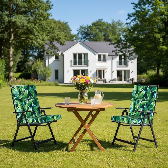 DYTXIII Outdoor High Back Chair Cushions Set of 2, 44"x22" Water Repellent Patio Seat Cushions with Elastic Sponge, All Weather Chair Pads for Rocking, Dining Chairs, Patio Furniture - Hanalei Lagoon
