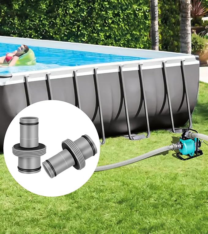 Pool Hose Connector for Leak-Proof Dual Seal and Stable Water Flow, 1.5" to 1.25" Pool Hose Adapter for Pool Parts and Accessories Replacement, Easy No-Tool Install for Above Ground Pools