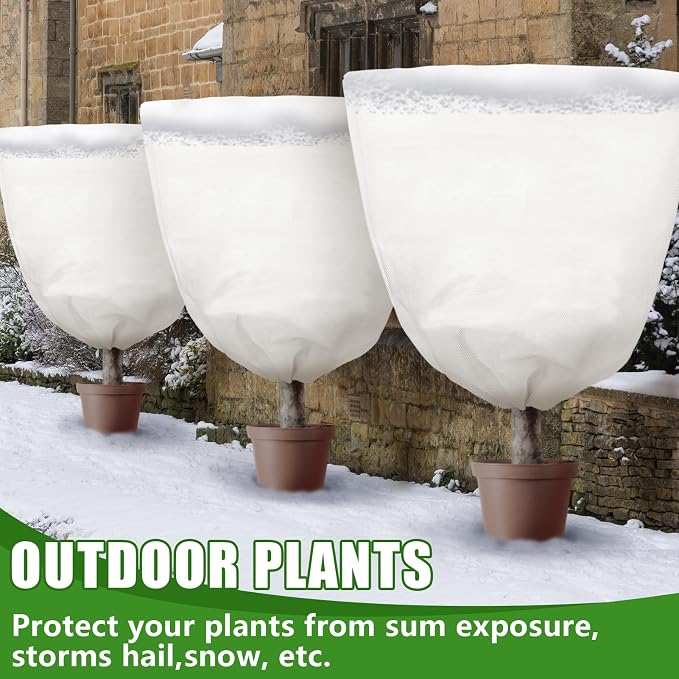 NNG 3PCS Winter Plant Covers Freeze Protection 39.4x39.4Inch Frost Blanket Shrub Covers with Drawstring Plant Protector Shrub Jacket Winter Tree Cover for Outdoor Plants, Shrub Potted Plants