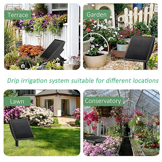 49FT Solar Drip Irrigation System, Automatic Watering Irrigation Kit for 15 Potted Plants, Auto DIY Watering System Plant Water Devices with Timer for Greenhouse Balcony Indoor Outdoor
