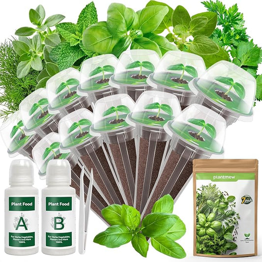 12 Pods Herbs Green Seed Pod Kit for AeroGarden, Ahopegarden Hydroponics Growing System, 1000+ Seeds of Basil, Parsley, Thyme, Mint, Cilantro, Dill, Oregano
