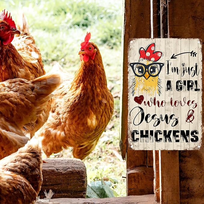 Chicken Coop Metal Sign on Coop A Girl Who Loves Chickens Vintage Kitchen Decor Gifts 12 * 8in