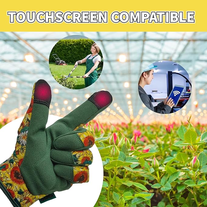 Gardening Gloves,Women Yard Work Garden Glove,Gifts | Thorn Proof,Puncture Resistant,Touchscreen,Gift,Leather,Spandex