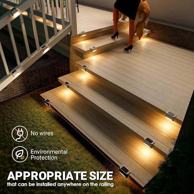 SOLPEX Solar Fence Lights Outdoor 20 Pack, Solar Step Lights Waterproof Led Solares Light for Outdoor Stairs, Deck, Fence, Yard, Patio, and Balcony(Warm White)