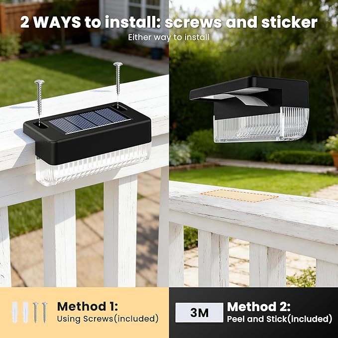Solar Deck Lights Outdoor 16 Packs, Solar Powered LED Step Lights Waterproof Outdoor for Deck, Step, Fence, Wall, Patio, Yard, Pool, Pathway and Stairs (Warm White)
