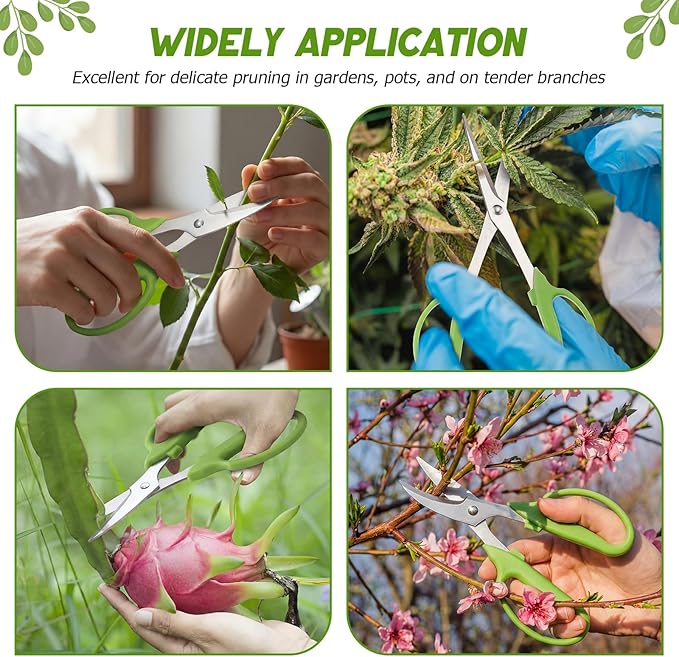 3 Pcs Garden Scissors Shears Trimming Scissors Pruning Floral Shears for Herb Flowers Plants with Straight and Curved Blade for Gardening (Curved,Straght,Bud)