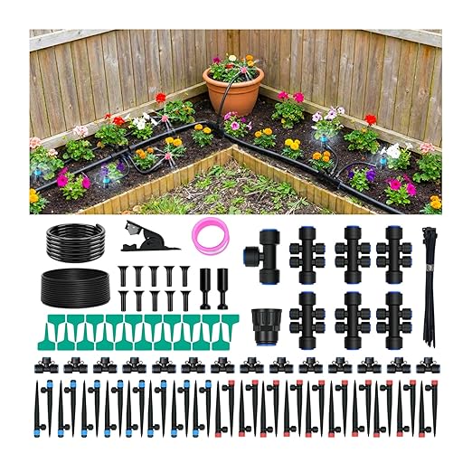 230FT Drip Irrigation System for Garden, 2026 Upgraded DIY Automatic Plant Watering Kit with Push-Fit Connectors, 30 Water-Saving Adjustable Drip Emitters for Yard, Lawn & Greenhouse