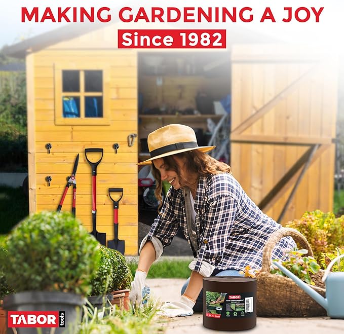 TABOR TOOLS 20 Ft Terrace Board, 5 Inch High, 0.1" Inch Thickness, Landscape Edging Coil, Grass Barrier, Bender Board, Garden Liner, ES33. (Brown)
