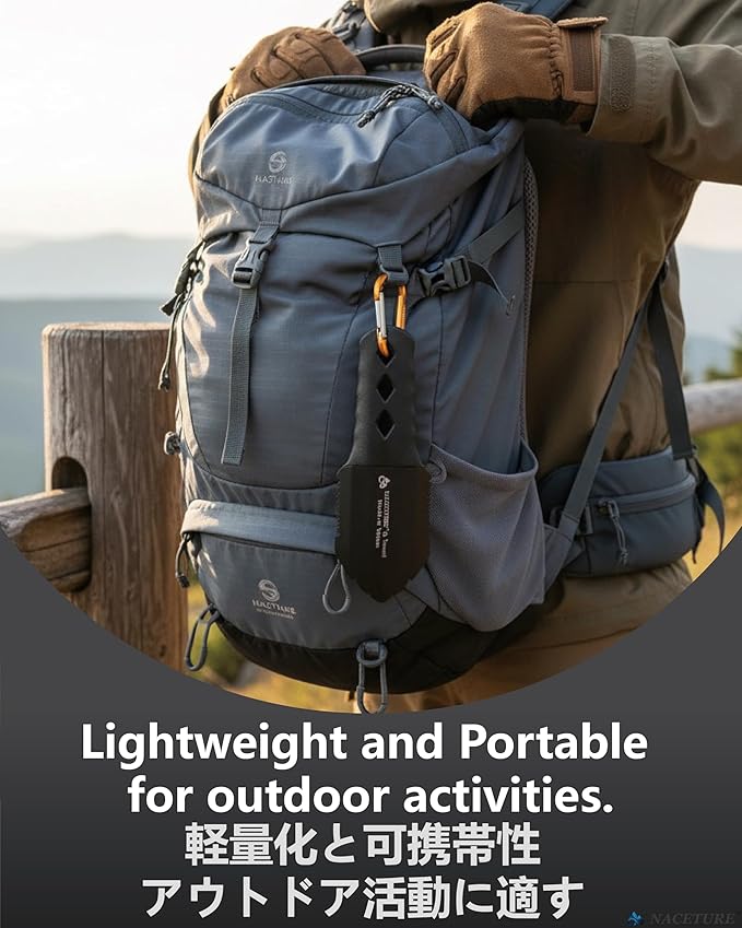 Ultralight Backpacking Trowel with Grip Handle Cover, Aluminum Camping Shovel with Storage Pouch, Long Handle Potty Multitool for Hiking, Camping, Survival Gear (Black)