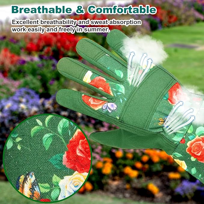 DLY Gardening Gloves, Garden Gloves for Women, long gardening gloves for Garden Work and Yard,Durable and Comfortable(X-Large, Green