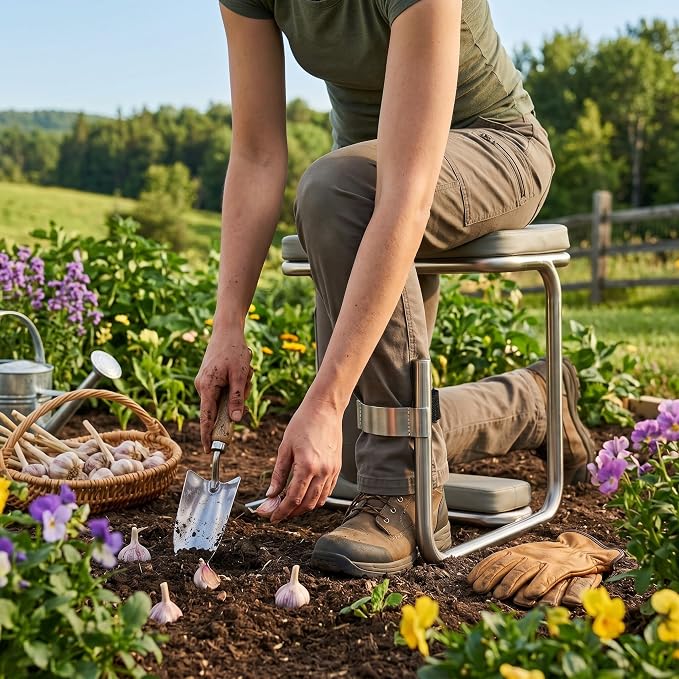 Heavy Duty Foldable Garden Kneeler Seat, Ergonomic Gardening Stool with Knee Support for Gardening, Farming, Seniors, Adults