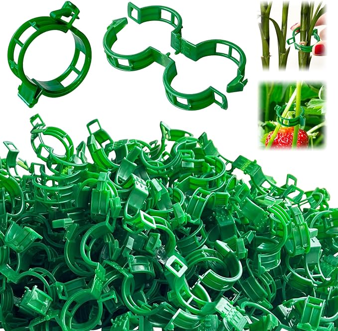 OJYUDD 400 Pcs Tomato Clips,Plastic Vine Clips,Plant Support Clips for Gardening,Climbing Plants,Tomato,Vegetables(Green)