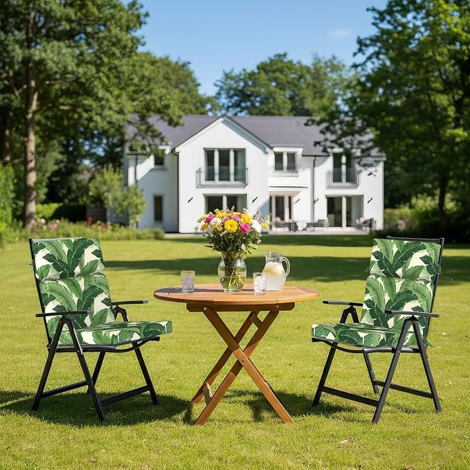 DYTXIII Outdoor High Back Chair Cushions Set of 2, 44"x22" Water Repellent Patio Seat Cushions with Elastic Sponge, All Weather Chair Pads for Rocking, Dining, Patio Furniture - Swaying Palms Green