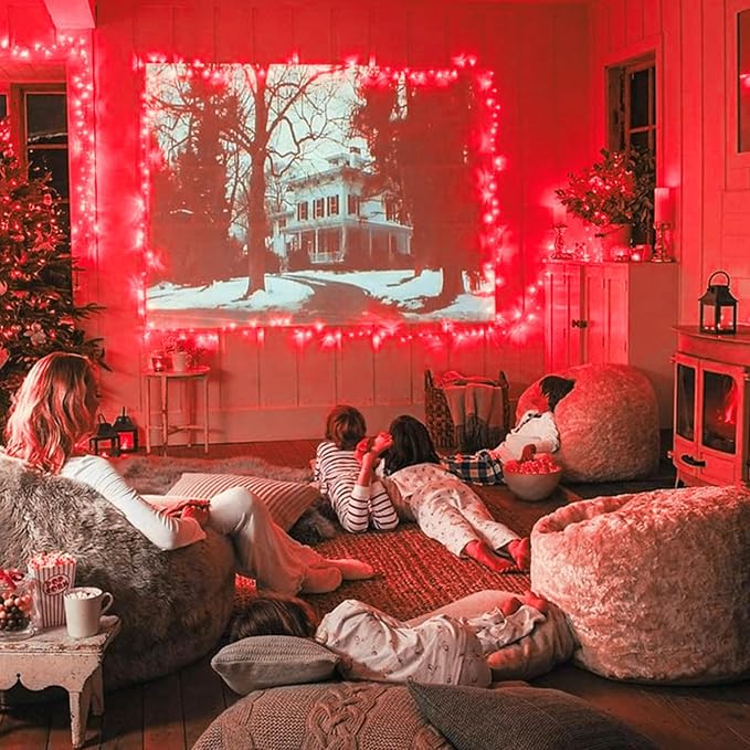 JMEXSUSS 66ft 200 LED Red String Lights Plug in | Clear Wire, connectable, 8 modes, Timer, Outdoor Indoor for Room Party Tree Halloween Christmas Decorations