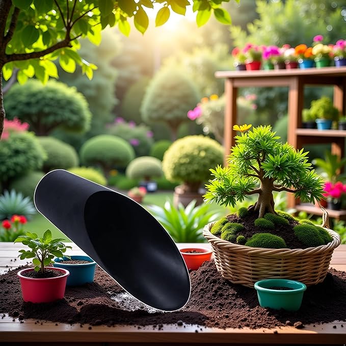 Black Bonsai Soil Scoops,Plastic Garden Soil Scoops,Colorful Gardening Tools Potting Scoopers Bucket Shovel for Flower Planting,Bonsai,Potting Patio, Lawn and Garden