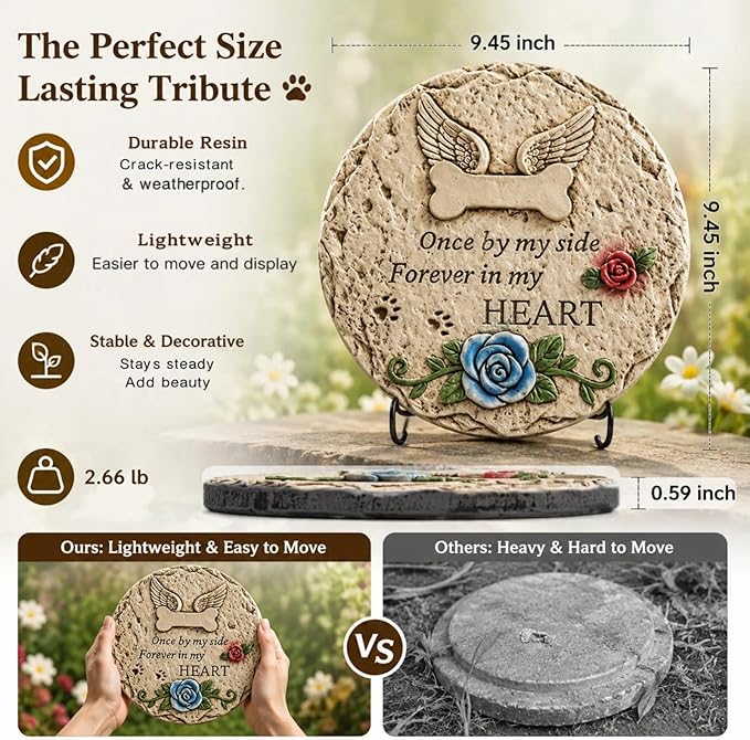 bechive Pet Memorial Stones for Loss of Dog, Memorials & Funerary Decorative Garden Stepping Stones for Outdoor, Dog Grave Headstones Marker, Pet Sympathy Bereavement Gift
