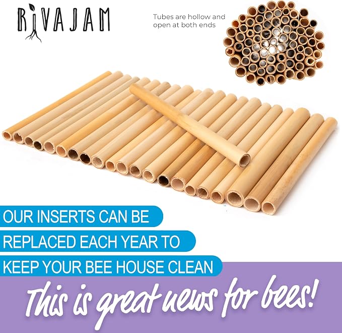 Rivajam Beekeeper Pro Mach II Mason Bee House - Strong + Waterproof Bee Hotel & Insect Habitat - Replaceable Mason Bee Tubes Filled Bee Houses for the Garden - Pollinator House Gardening Gifts