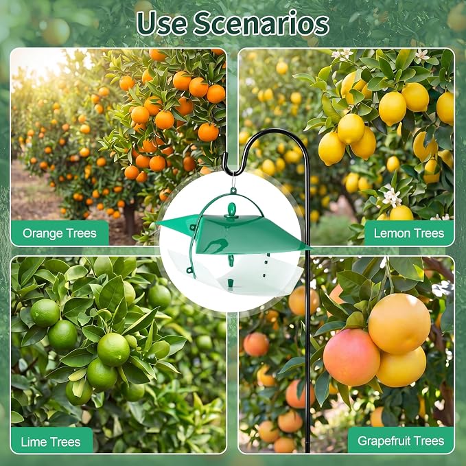 5 Pcs Reusable Leafminer Trap with Pheromone Lures, Bucket Style Insect Trap with 36.2'' Ground Stake, Outdoor Monitoring Tools for Citrus Trees Garden Orchard (2 Lures Included)