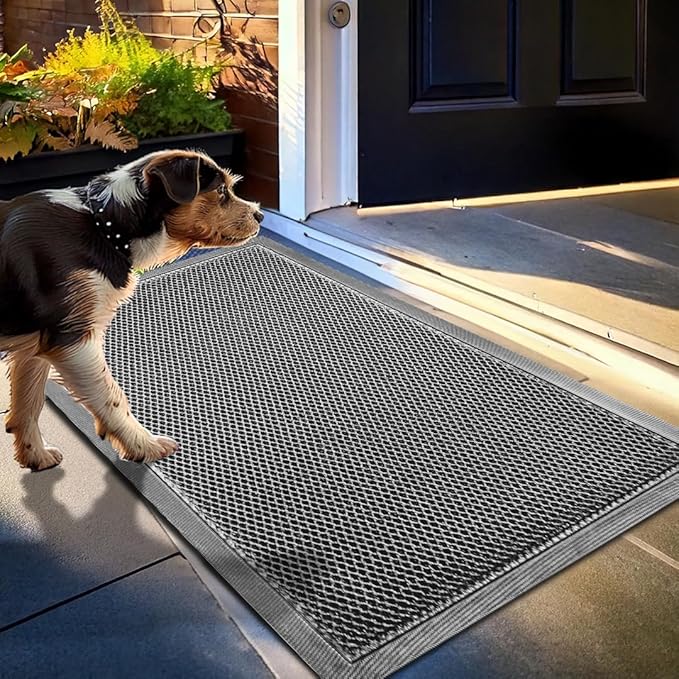 Muddy Mat® Meshy Mat™ Door Mat Heavy-Duty Quick-Dry Floor Mat, Sand & Dirt Trapper for Indoor & Outdoor, Ideal for Entrance, Mudrooms,Patios & Garages,Low-Profile,Non-Slip,Washable– Grey 23"x35"x0.4"