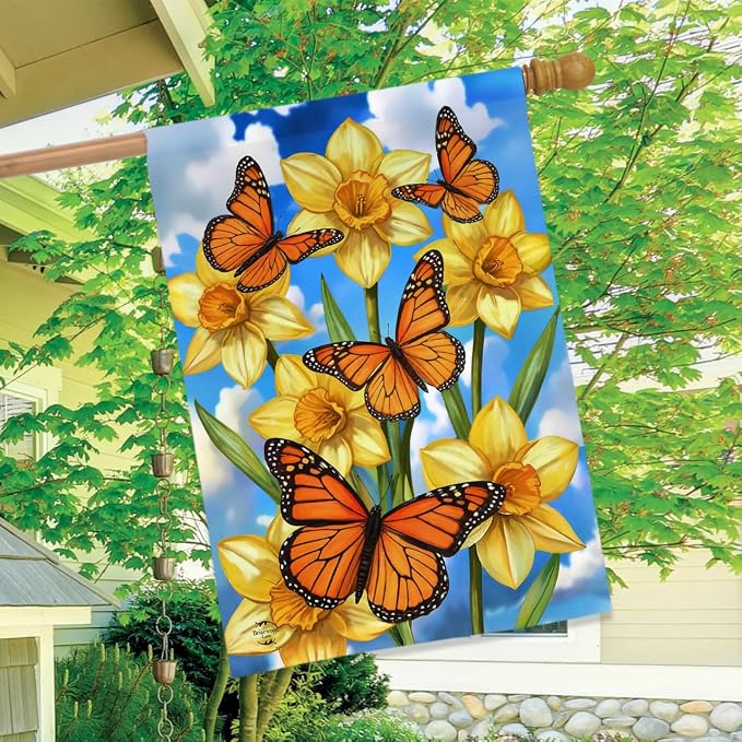 Briarwood Lane Monarch Butterflies House Flag