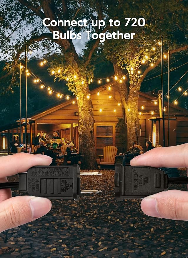 Brightown Outdoor String Lights, 100FT 50+2 G40 Bulbs Shatterproof Patio Lights, IP65 Waterproof Dimmable Hanging Connectable Globe LED Outdoor Lights for Backyard, Bistro, Porch, Deck, Balcony