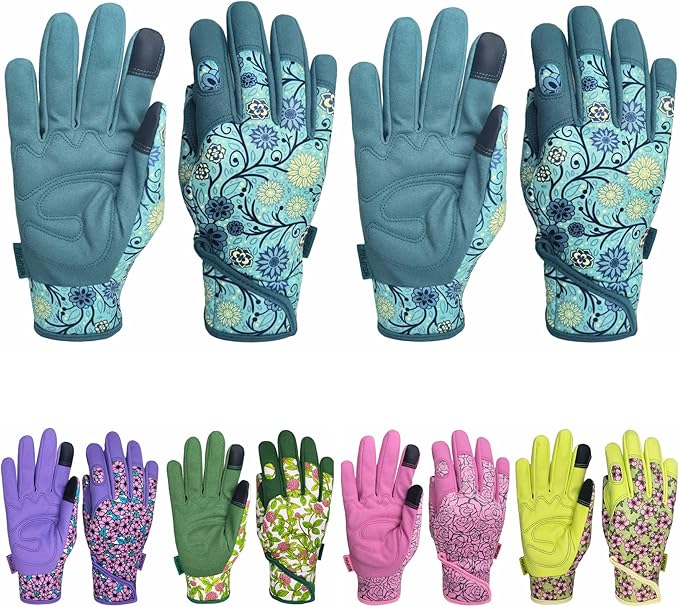 Gardening Gloves,Women Yard Work Garden Glove,Gifts | Thorn Proof,Puncture Resistant,Touchscreen,Gift,Leather,Spandex