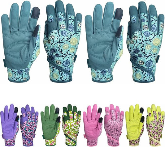 Gardening Gloves,Women Yard Work Garden Glove,Gifts | Thorn Proof,Puncture Resistant,Touchscreen,Gift,Leather,Spandex