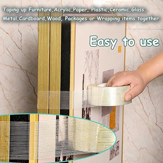 Valley'sYuMiao 3Pack, Mono Filament Strapping Tape, 2in×35yds, 105yds Total, Fiberglass Reinforced Packing, Heavy Duty Wearproof Tape, Extra Thickness 5.5 mils