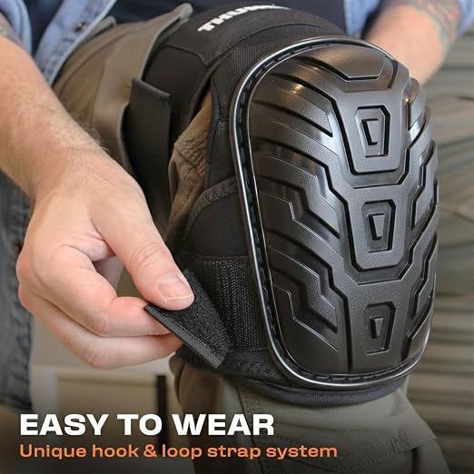 Thunderbolt Knee Pads for Men Construction Knee Pads for Work for Men and Women with Double Gel for Gardening Flooring Roofing Heavy Duty with Extra Thick Foam and Strong Adjustable Non-Slip Straps-Black