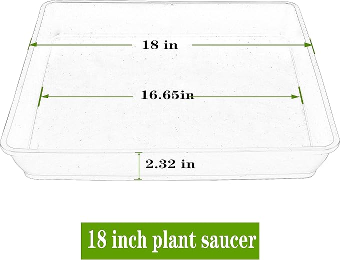 LWALRS 4 Pack Square Plant Saucer 18 Inch, Durable Plastic Plant Saucer, Heavy Duty Plant Pot Saucers, Planters for Indoors and Outdoors Plants，Large Deep Plant Trays for Pots,