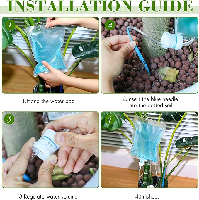Norme 9 Pcs Plant Drip Irrigation Set 500 ml Drip Water Bag Plant Waterer with Support Rod Stakes Self Watering Spikes Automatic Watering System for Potted Indoor Outdoor